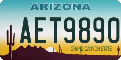 AZ license plate AET9890
