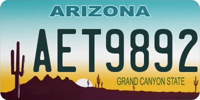 AZ license plate AET9892