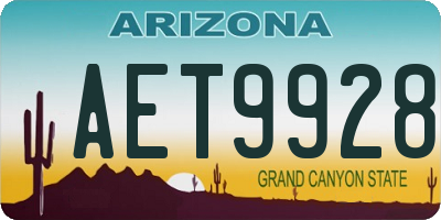 AZ license plate AET9928