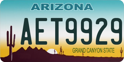 AZ license plate AET9929