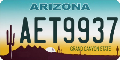 AZ license plate AET9937