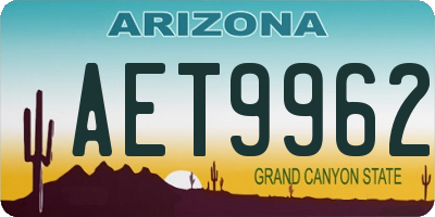 AZ license plate AET9962