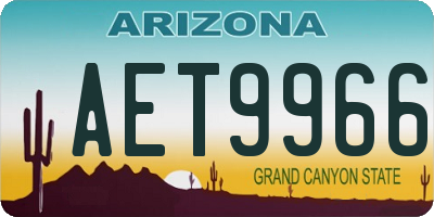 AZ license plate AET9966