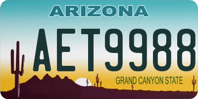 AZ license plate AET9988