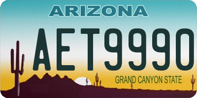 AZ license plate AET9990