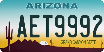 AZ license plate AET9992