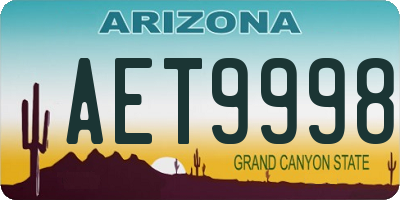 AZ license plate AET9998