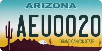 AZ license plate AEU0020