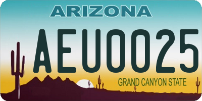 AZ license plate AEU0025