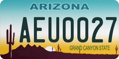 AZ license plate AEU0027