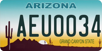 AZ license plate AEU0034