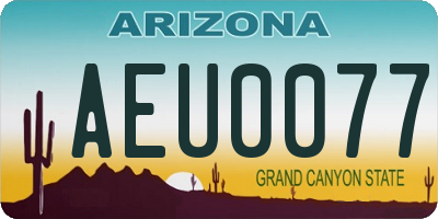 AZ license plate AEU0077