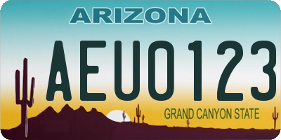 AZ license plate AEU0123