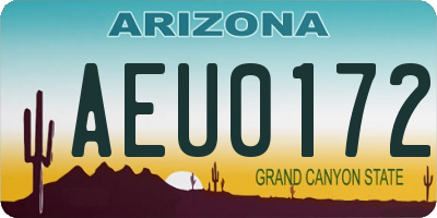 AZ license plate AEU0172