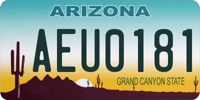 AZ license plate AEU0181