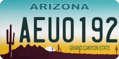 AZ license plate AEU0192