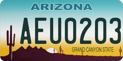 AZ license plate AEU0203