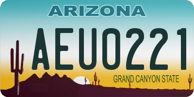 AZ license plate AEU0221