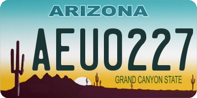 AZ license plate AEU0227