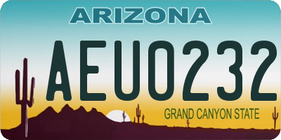 AZ license plate AEU0232