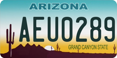 AZ license plate AEU0289