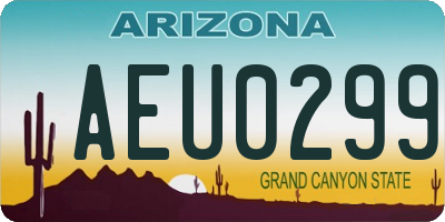AZ license plate AEU0299