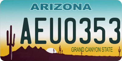 AZ license plate AEU0353