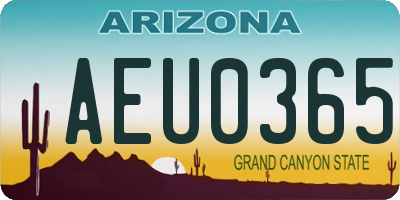 AZ license plate AEU0365