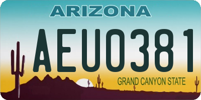 AZ license plate AEU0381