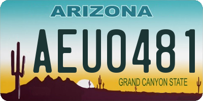AZ license plate AEU0481