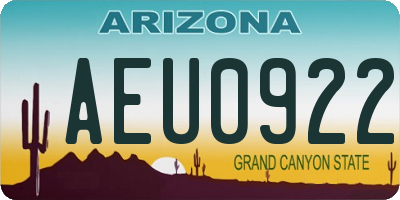 AZ license plate AEU0922