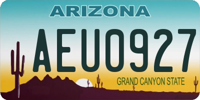 AZ license plate AEU0927