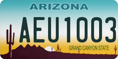 AZ license plate AEU1003