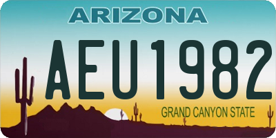 AZ license plate AEU1982