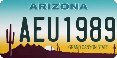 AZ license plate AEU1989