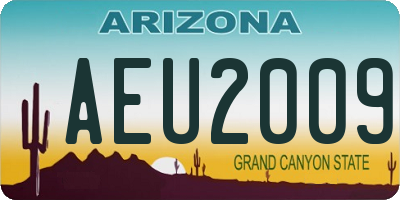 AZ license plate AEU2009