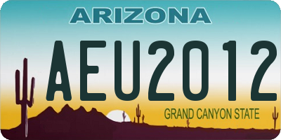 AZ license plate AEU2012