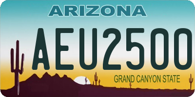 AZ license plate AEU2500