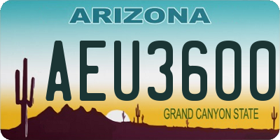 AZ license plate AEU3600