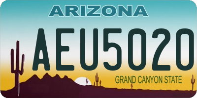 AZ license plate AEU5020