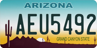 AZ license plate AEU5492