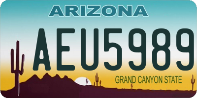 AZ license plate AEU5989