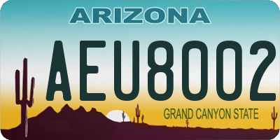 AZ license plate AEU8002