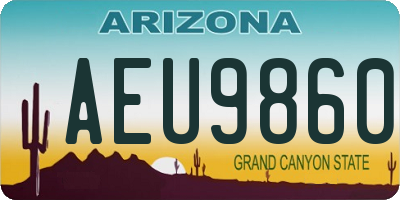 AZ license plate AEU9860