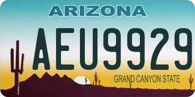 AZ license plate AEU9929