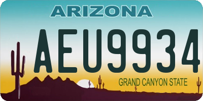AZ license plate AEU9934