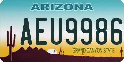 AZ license plate AEU9986