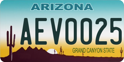 AZ license plate AEV0025