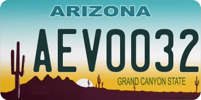 AZ license plate AEV0032