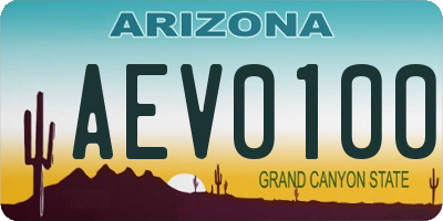 AZ license plate AEV0100